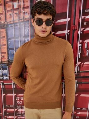 Koton Men’s Slim Fit Cotton Blend Turtleneck Knit Sweater Long Sleeve Size Large